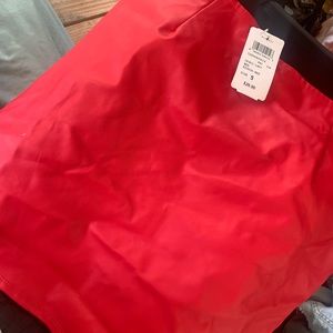 Red faux leather skirt